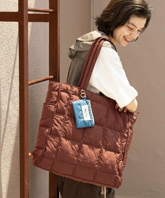 ニコアンド オリジナルポーチ付きキルトトートバッグL