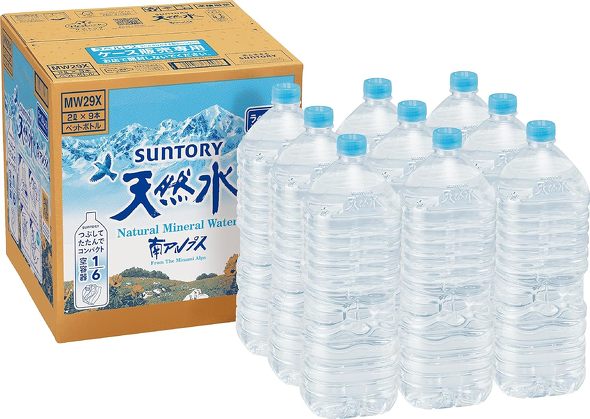 サントリー「天然水 ラベルレス 2L×9本」