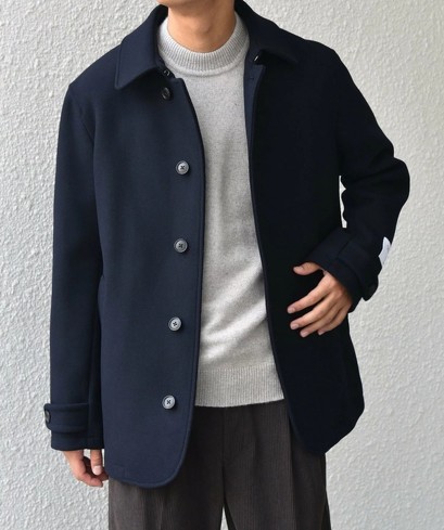 3位：SHIPS any「SHIPS any： PURE WOOL MELTON シングル Pコート 25AW」