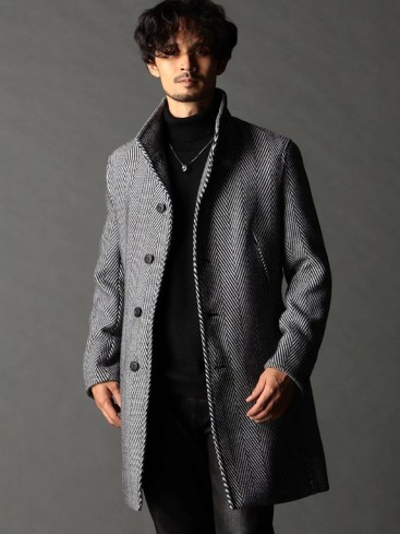 今売れているメンズコート：NICOLE CLUB FOR MEN「アラカルトハイブリットメルトン スタンドコート」