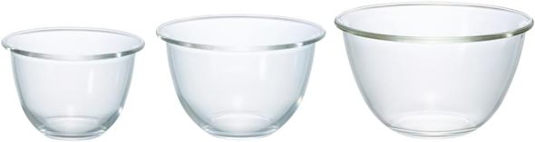 ハリオ「耐熱ガラス製ボウル 3個セット 900ml/1500ml/2200ml」