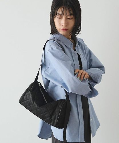 ラシット キルティングドラムミニショルダーバッグ ブラック