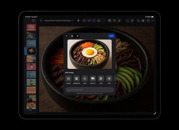 Apple Creator Studioに加入すると「Keynote」で利用できる機能のイメージ
