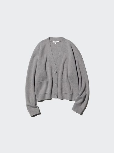 ユニクロ スムースコットンVネックショートカーディガン