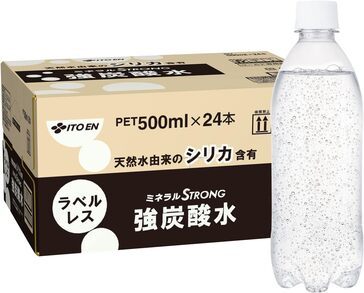 伊藤園「ミネラルストロング 強炭酸水 ラベルレス 500ml×24本」