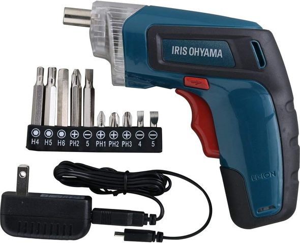 家具の組み立てに便利な「電動ドライバー」：アイリスオーヤマ「電動ドライバー 充電式 軽量 RD110-G グリーン」