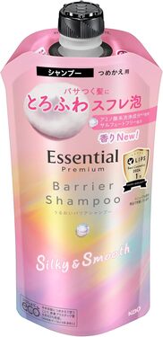 花王「エッセンシャル プレミアム うるおいバリアシャンプー シルキー＆スムース 340mL（詰め替え用）」