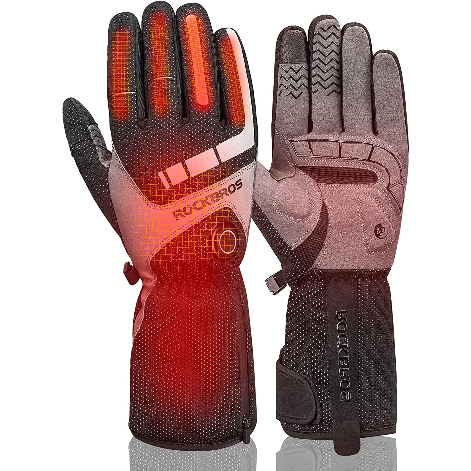 バイク グローブ MG01 手袋 冬 ウインター 防水 スマホ２ＸLサイズ赤白黒