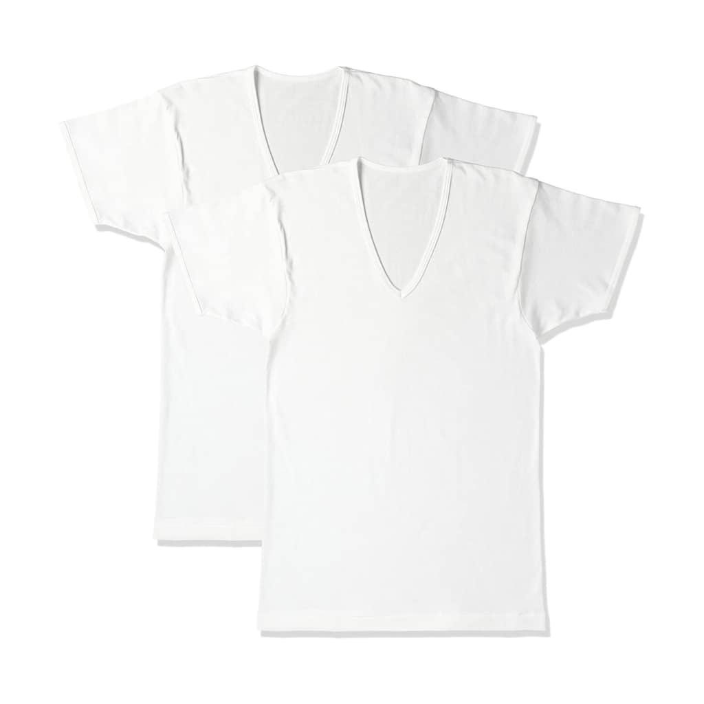 グンゼ インナーシャツ やわらか肌着 綿100% 抗菌防臭加工 半袖V首 2枚組 SV61152 メンズ ホワイト 日本LL (日本サイズ2