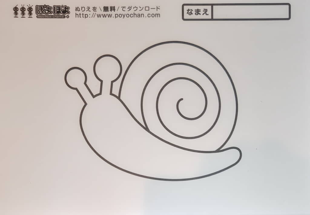 カタツムリのシンプルな塗り絵