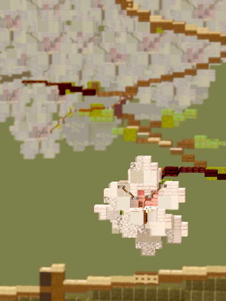 芸術的に表現された桜の風景
