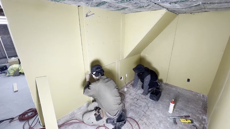 PC部屋に石こうボードを2枚重ねて張る