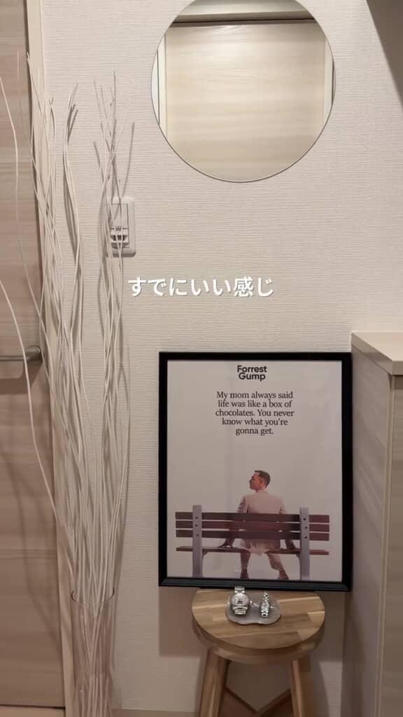 姿見を撤去して壁掛け鏡を設置
