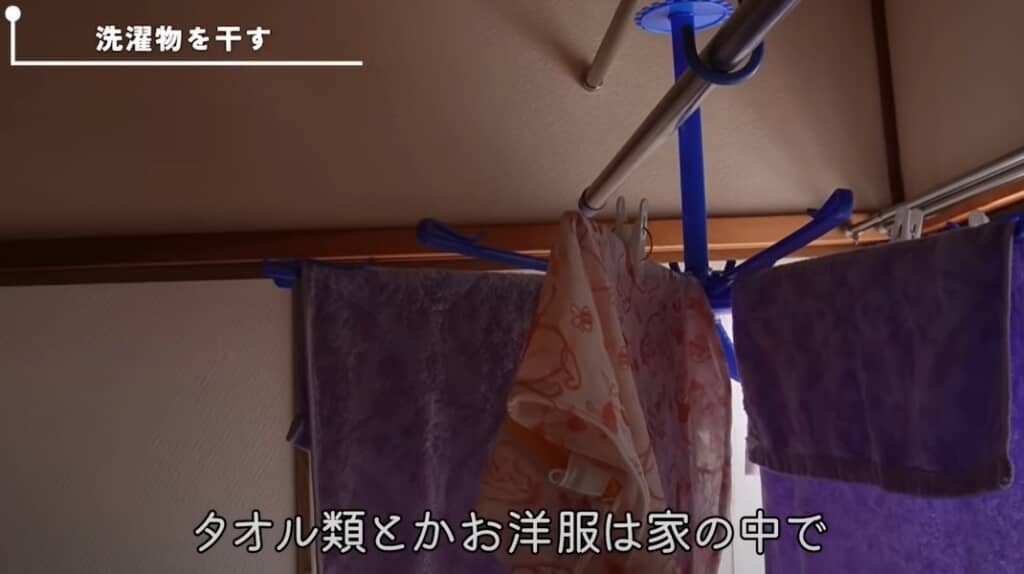 タオルや洋服は家の中でセットしてから外へ