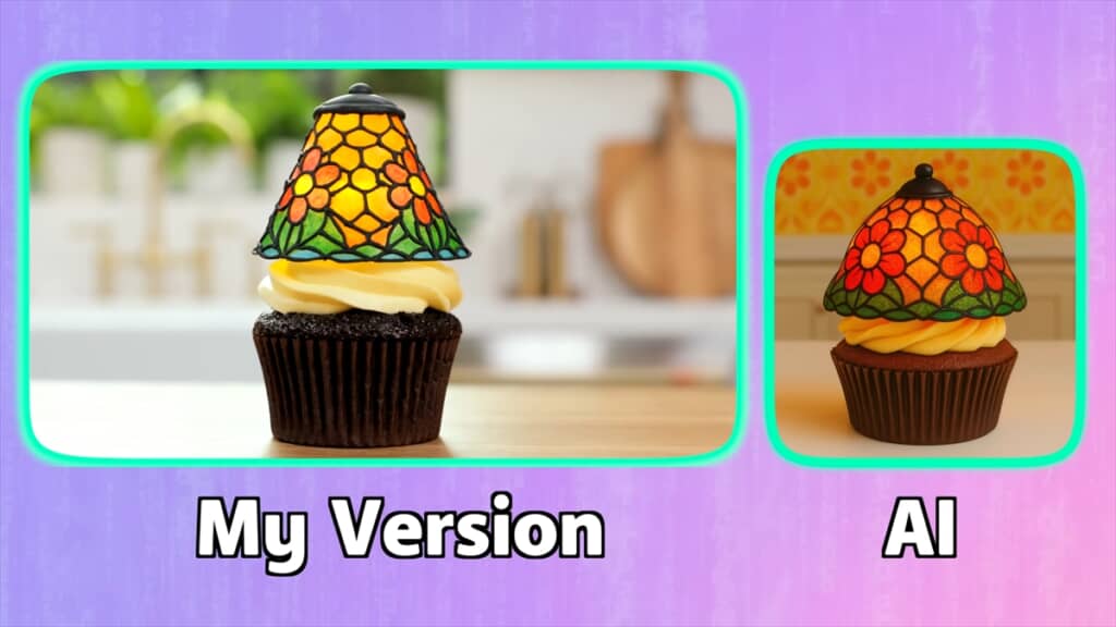 ウエハーペーパーを使ったランプ風カップケーキ