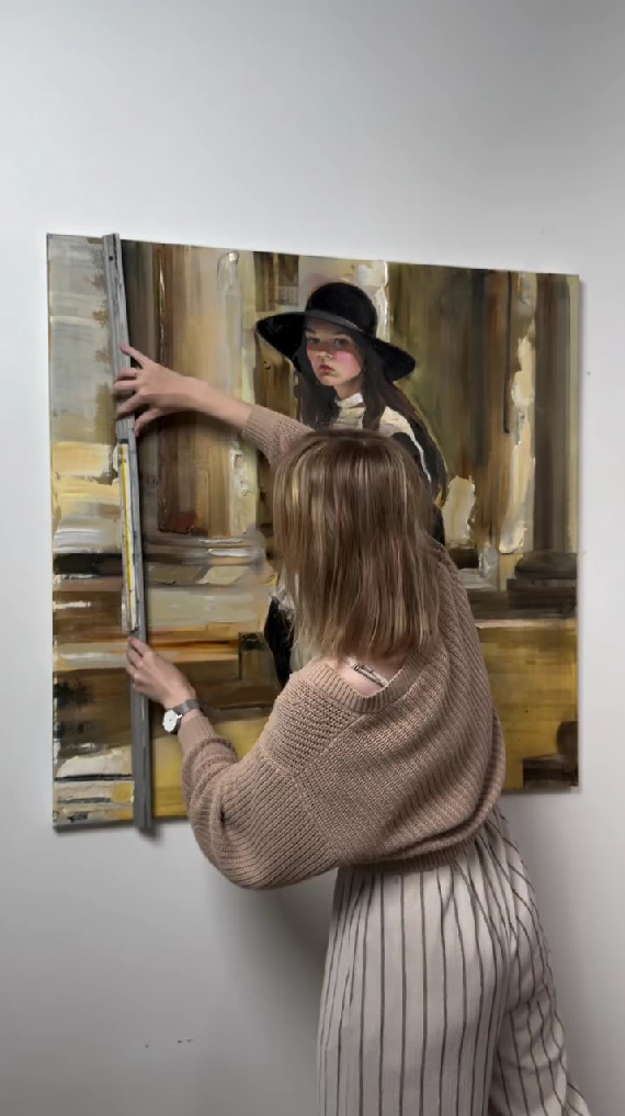 【板材に映し出された絵画】見た事ないアート作品を〜美しい肌を持つ女性のアート作品 木の板に映し出された油絵風アート作品 - メルカリ