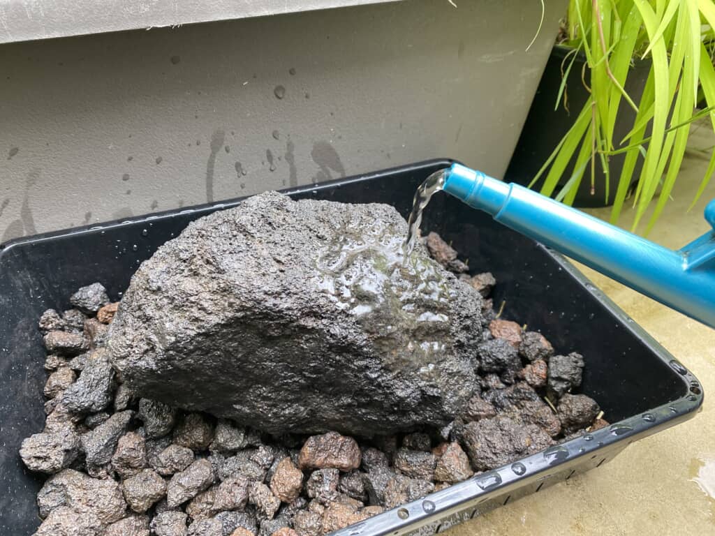 約2年前の実験初日。日々水をかけられ続けた石の現在は――