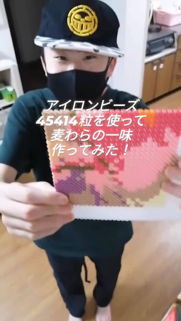 4万5414粒のアイロンビーズで麦わらの一味を作った！
