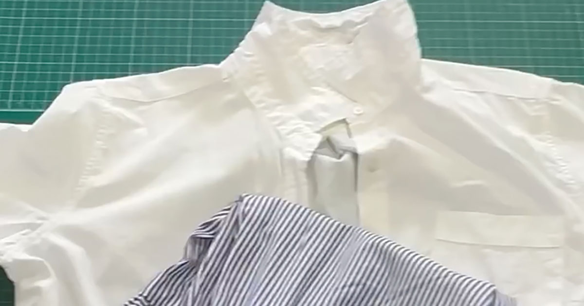 着られなくなった無印良品の白シャツ→半日かけてスカートと組み合わせると……「すごい！」　センスよすぎな“大胆リメイク”が話題（1/3） | ファッション ねとらぼ