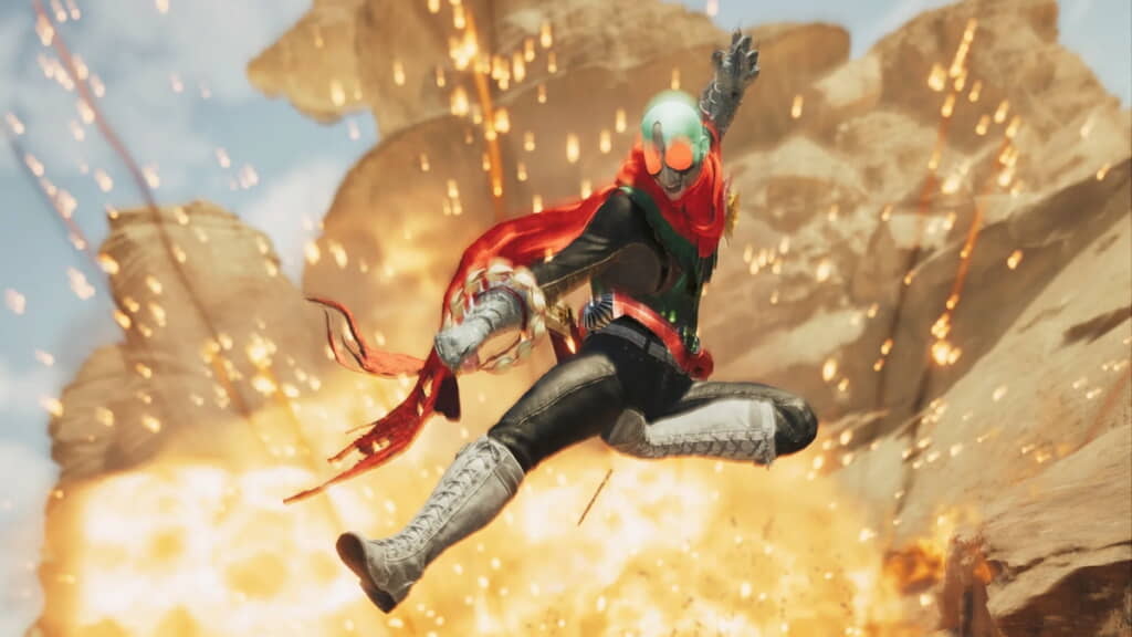 ライダーキックを見せる姿