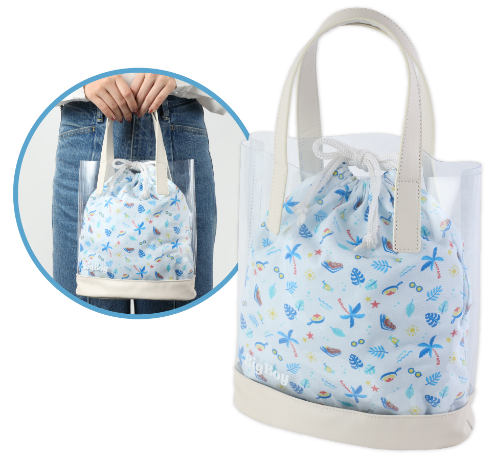 巾着付クリアバッグ