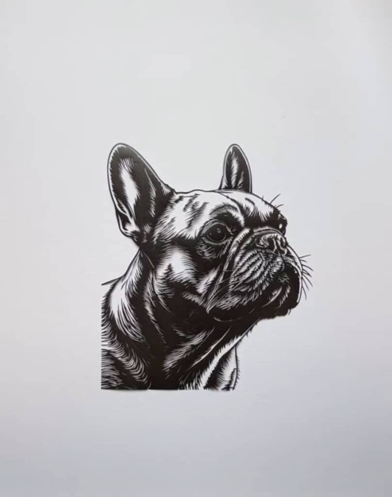 Shinさんが制作したフレンチブルドッグの切り絵