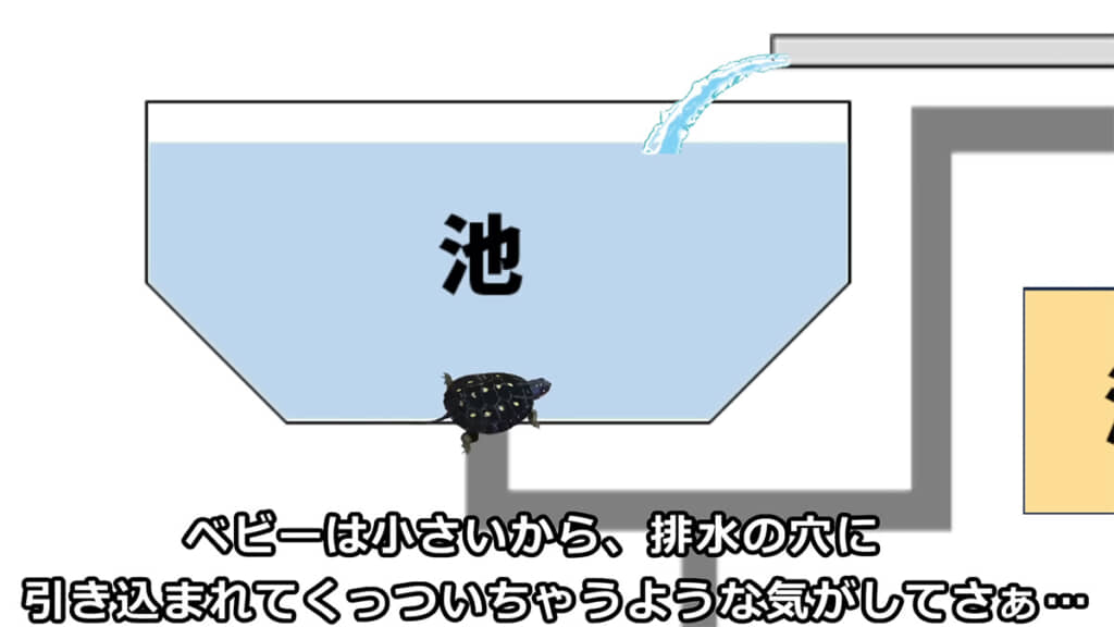 ベビーが流されてしまう問題が発生しましたが、水流を調整して解決