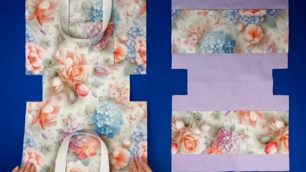 左がバッグの表地、右が裏地（画像はYouTubeチャンネル「Sewing Craft」より引用）