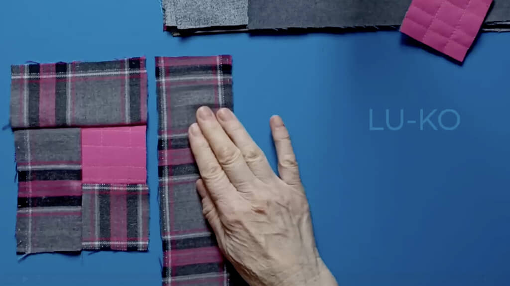 小さく切った生地を縫い合わせて……