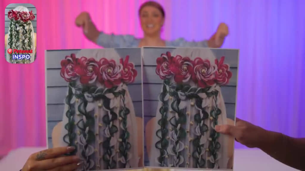 Pinterestで見つけたこちらのアーティスティックな髪型にチャレンジした結果は……（画像はYouTubeチャンネル「HopeScope」より引用）