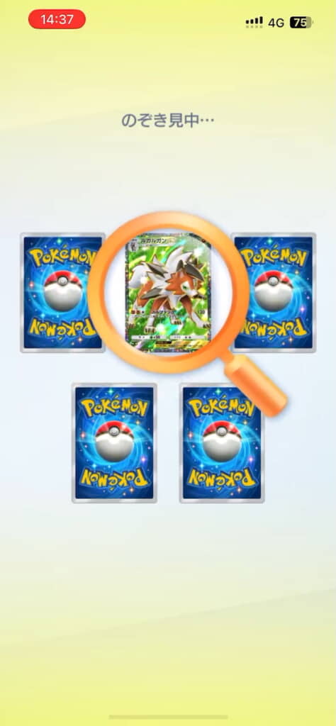 のぞき見すると「ルガルガンex」！