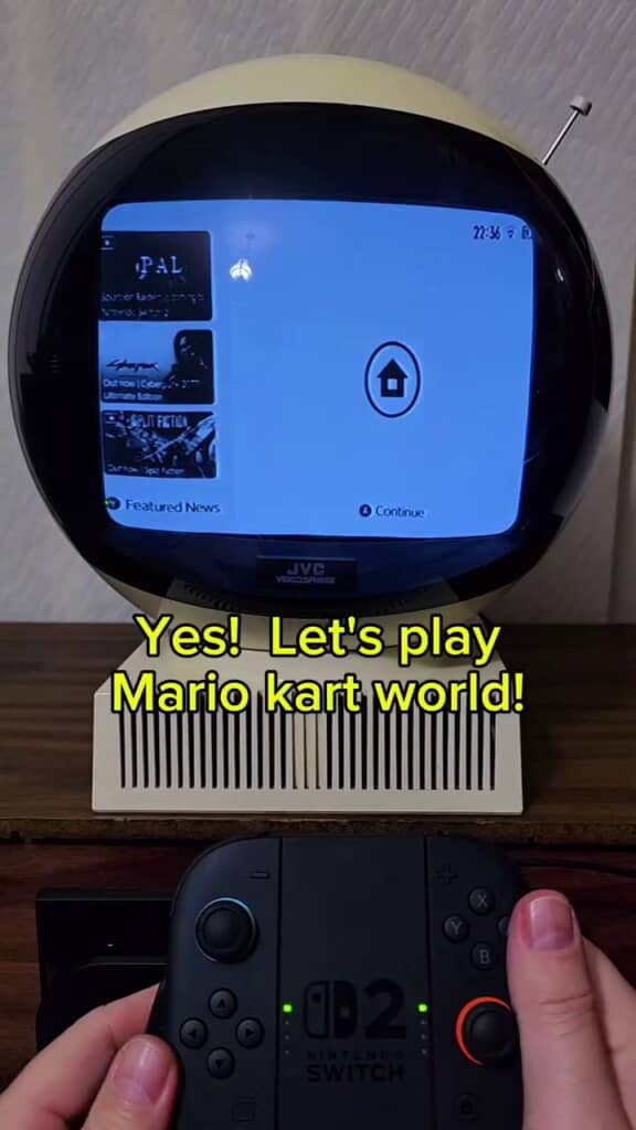 JVC ビデオスフィアに映し出されたNintendo Switch 2のホーム画面