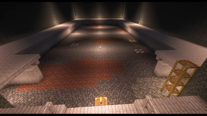 ペールオークのブロックで床を作る様子