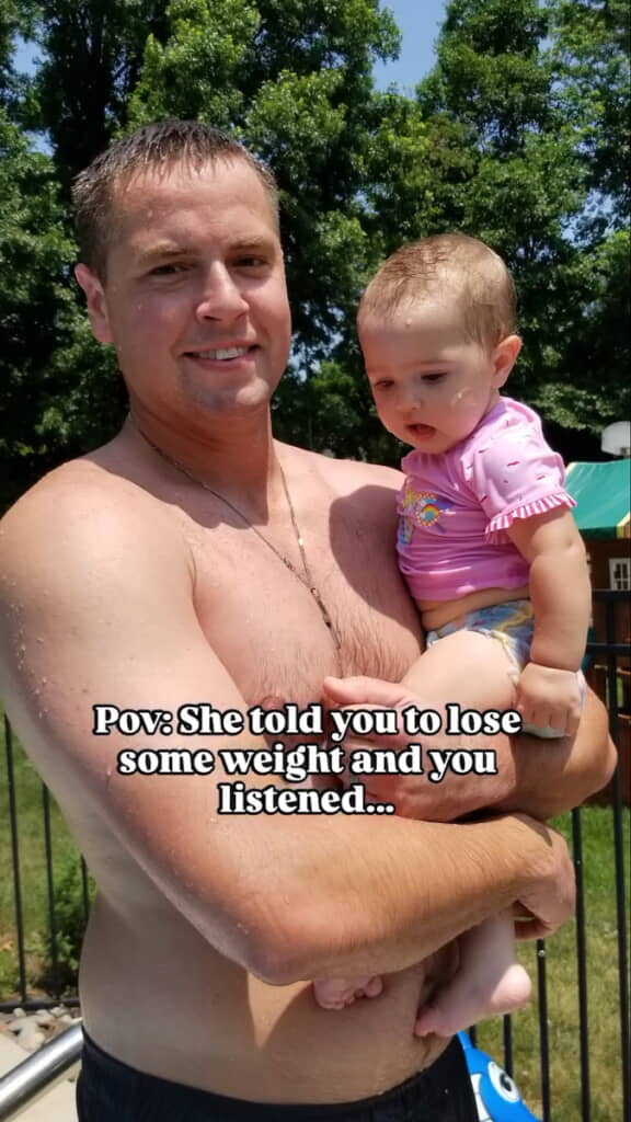 少しおなかに脂肪が付いてきたパパ
