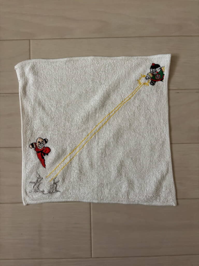 名場面をハンカチに刺しゅう