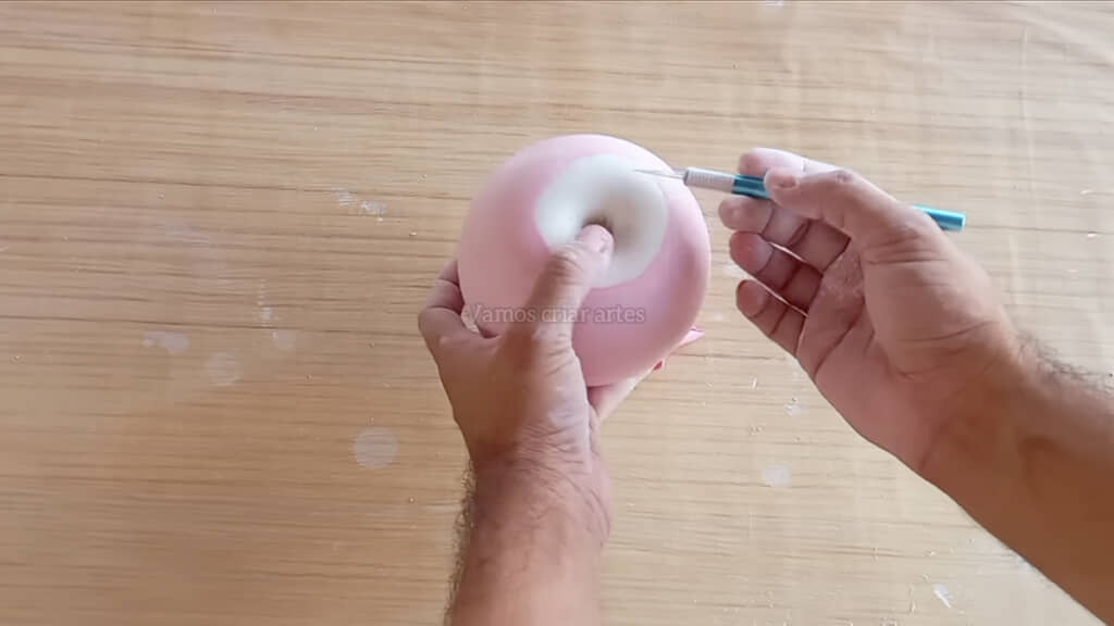 水風船でりんごを制作