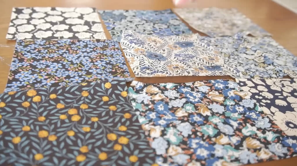 中央と同じ布で口布とひも通し布を作ります