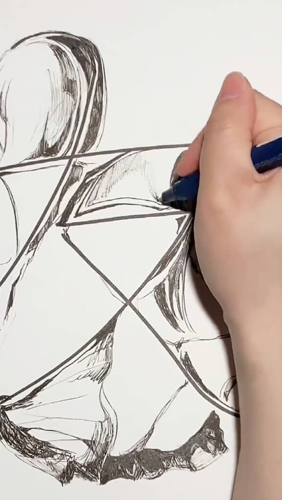 「友」の字から描いた絵