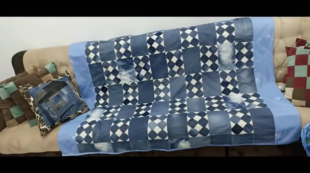 ステキなデニムブランケットが完成