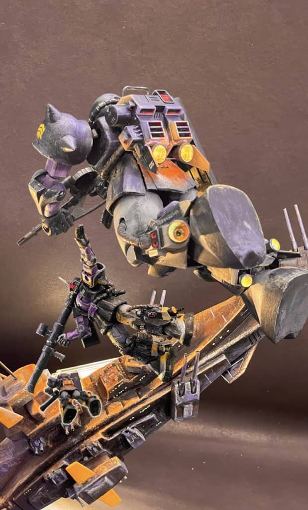 複数のプラモデルキットで再現した「MS-06R ZAKUII」のボックスアート