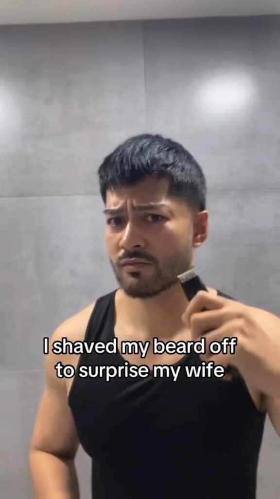 久しぶりにヒゲをそる夫（画像はFadlan Hazim／@fadlanhazimさんのInstagramから）