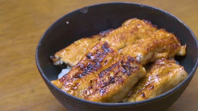 ウナギの蒲焼を乗せた丼飯