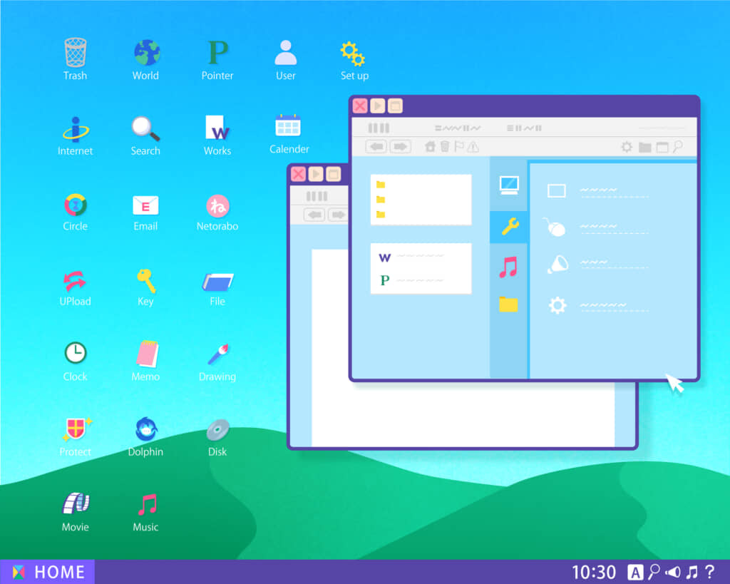 デスクトップ風のイラスト