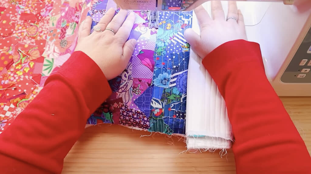 中綿を挟んでキルトに