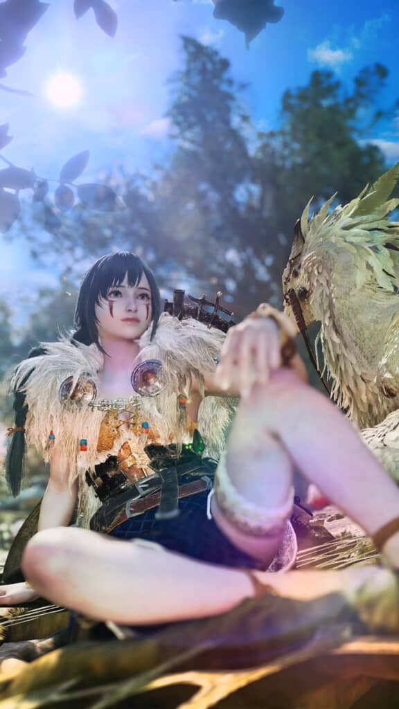 サン風のキャラクターが座っている姿