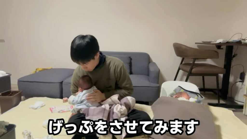ミルクをあげたらげっぷのサポートも