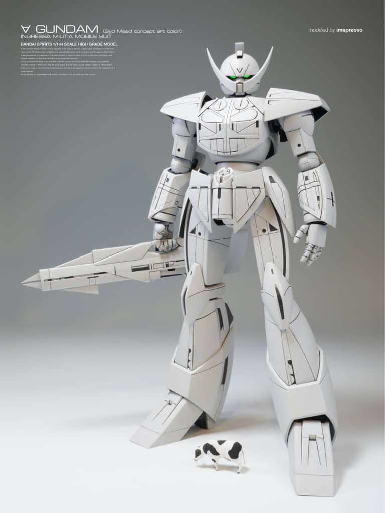 設定画を目指して作られたガンプラ。∀ガンダム名物（？）の牛もパテで手作りしている