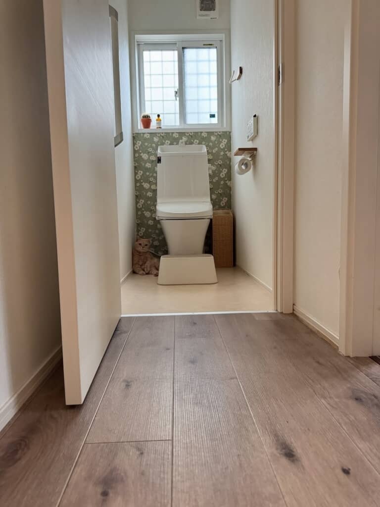 左側のすき間から何者かがのぞいているような……？