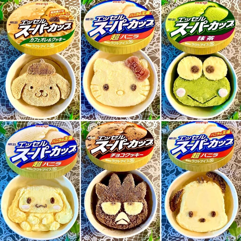 スーパーカップで作ったサンリオキャラのアイスアート