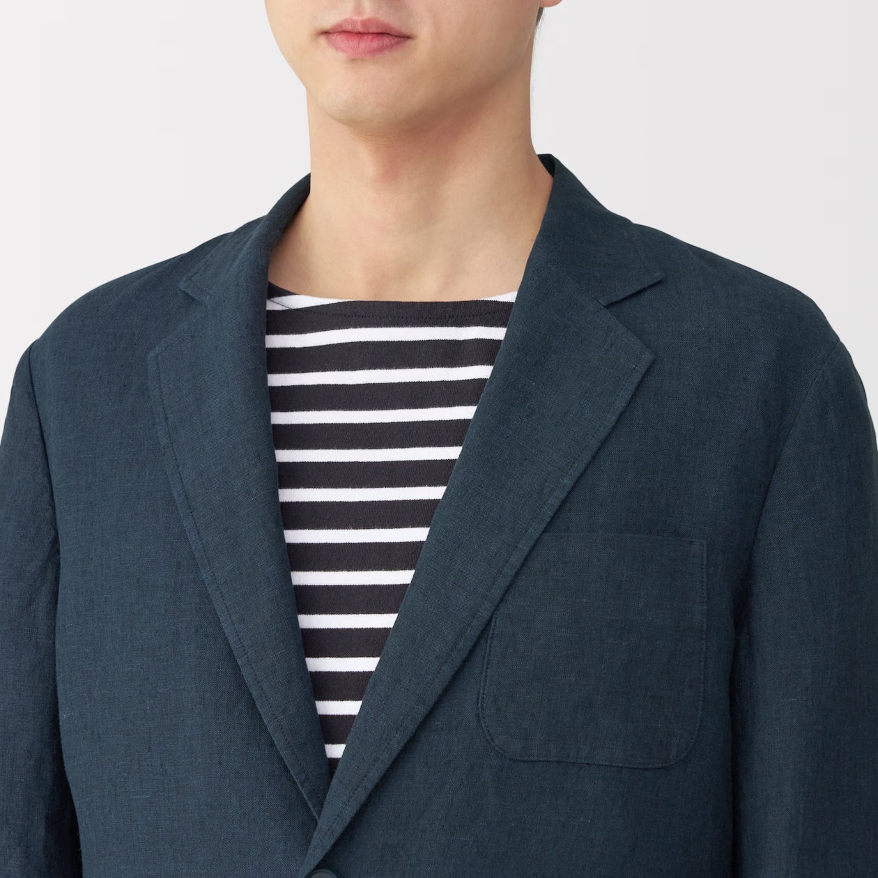 無印良品 新品 紳士　リネン洗いざらしジャケット 紳士　XL ネイビー　メンズ 無印良品 コート ジャケット 紳士 リネン洗いざらしジャケット